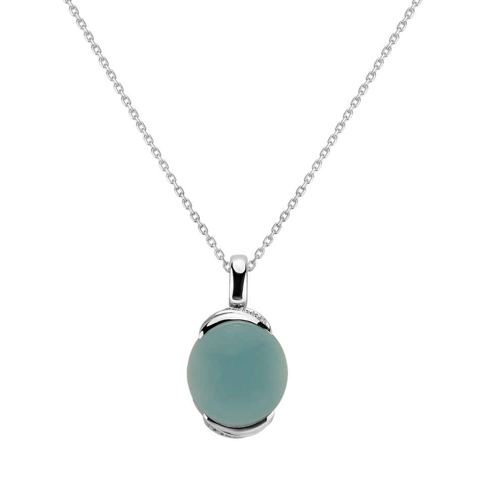 Diamond pendant with Chalcedony Bubble Blossom