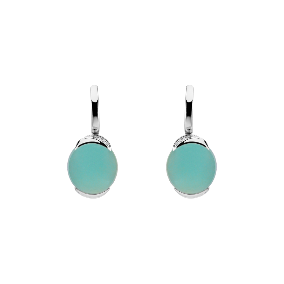 Diamond earrings with Chalcedony Bubble Blossom