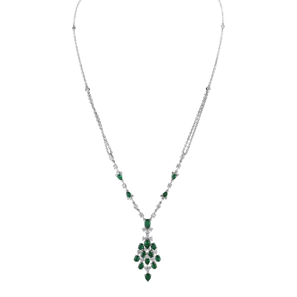 Diamond necklace with Emerald Red Glance