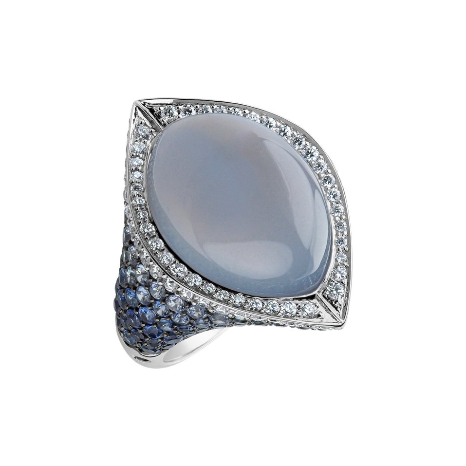 Diamond ring with Chalcedony and Sapphire Dream Jewel