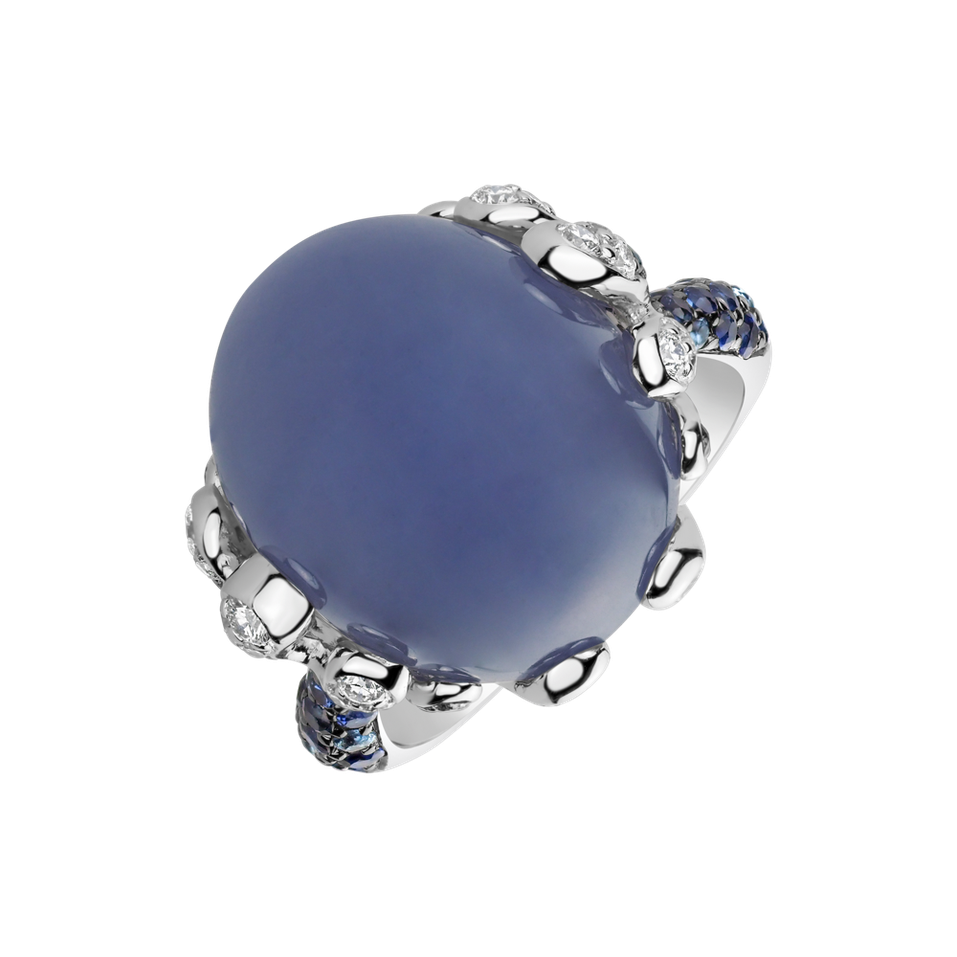 Diamond ring with Chalcedony and Sapphire Heaven Temptation