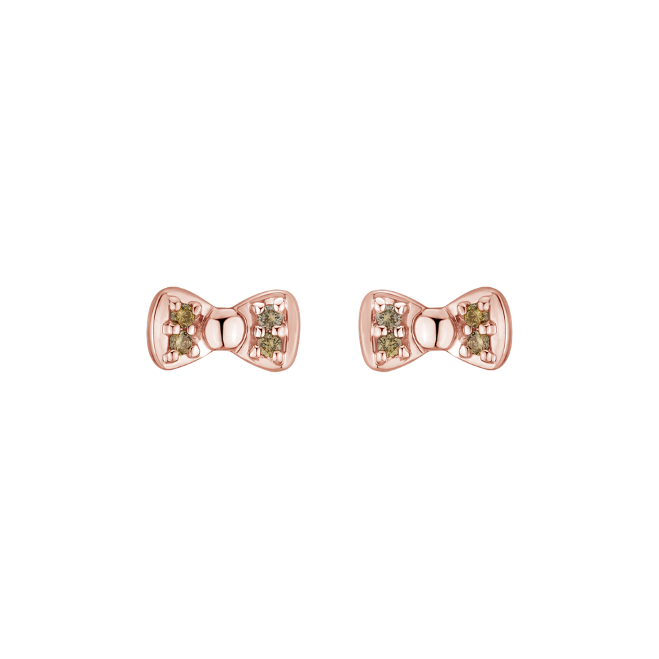 Earrings with brown diamonds Endless Bow