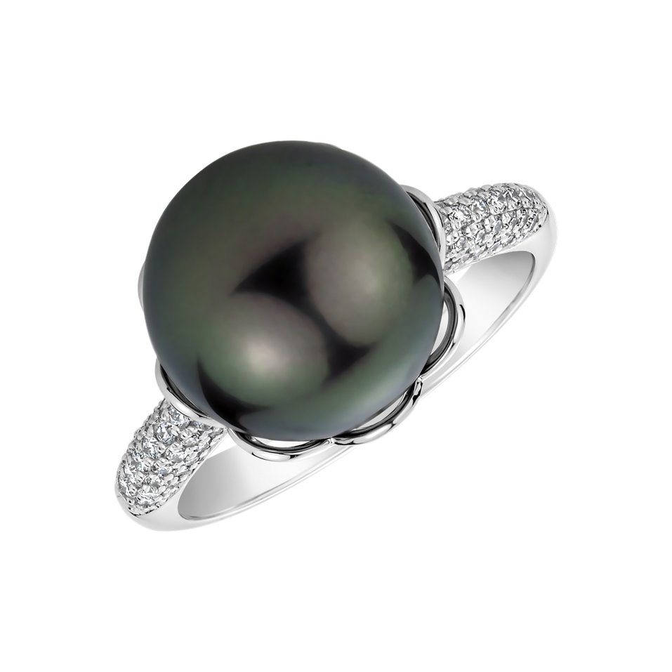 Diamond ring with Pearl Pearly Attraction