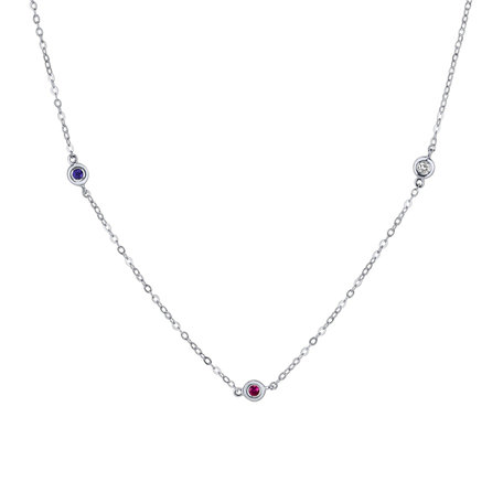 Diamond necklace with Ruby and Sapphire Dots