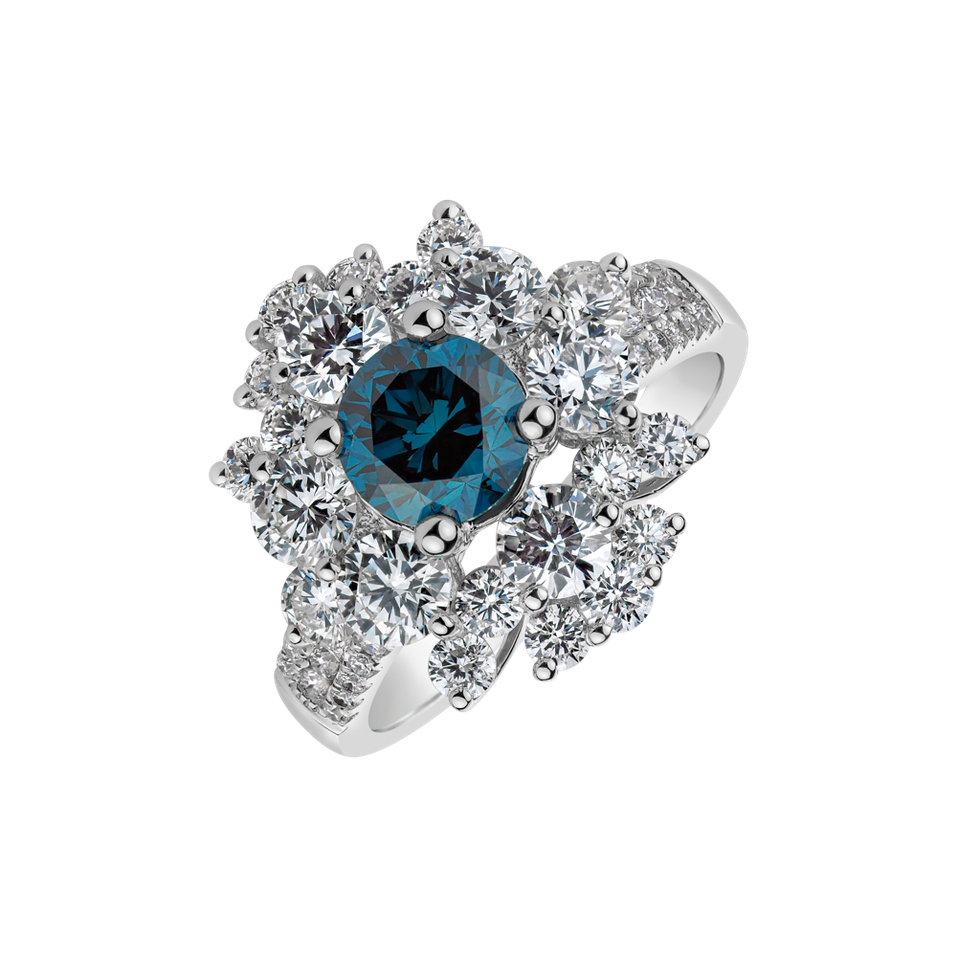 Ring with blue diamonds and white diamonds Passion Treasure