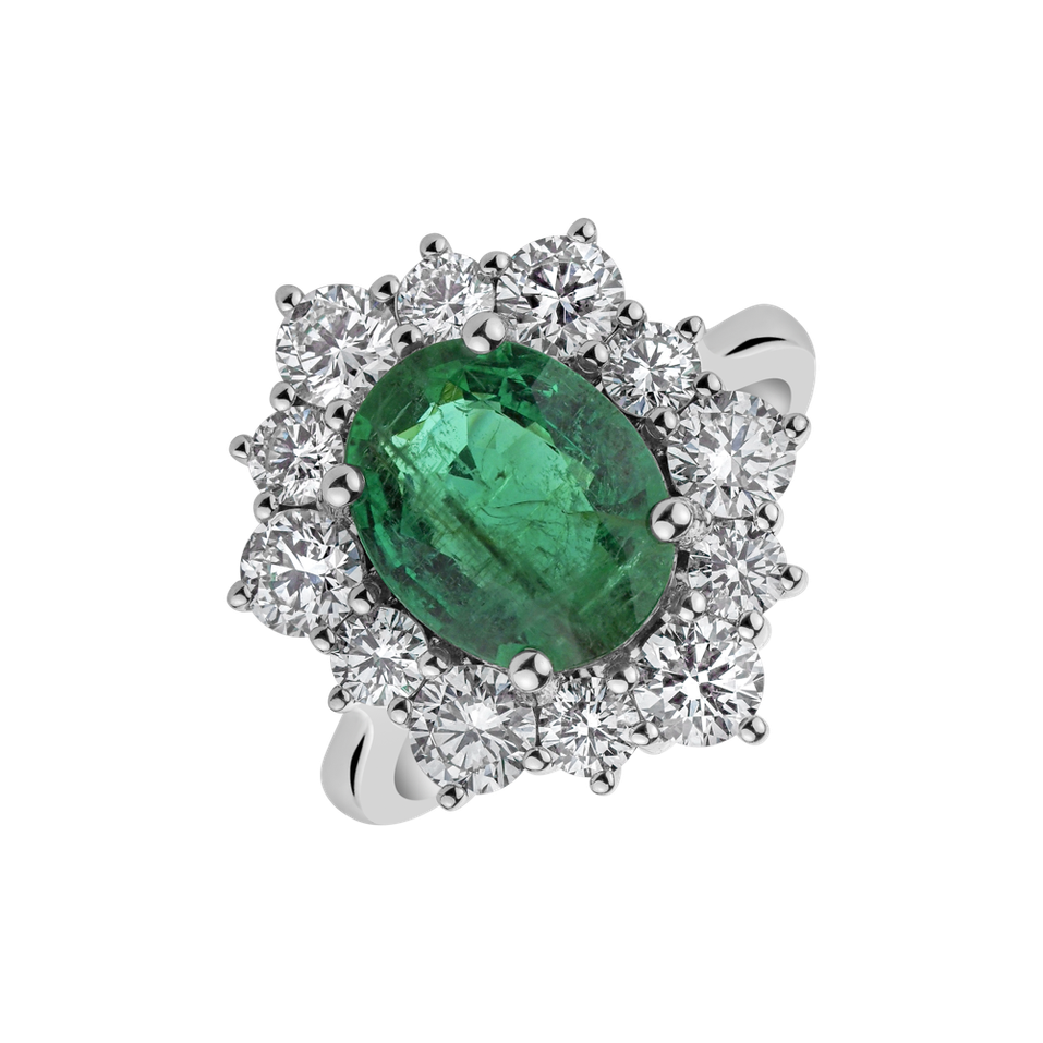 Diamond ring with Emerald Night Goddess