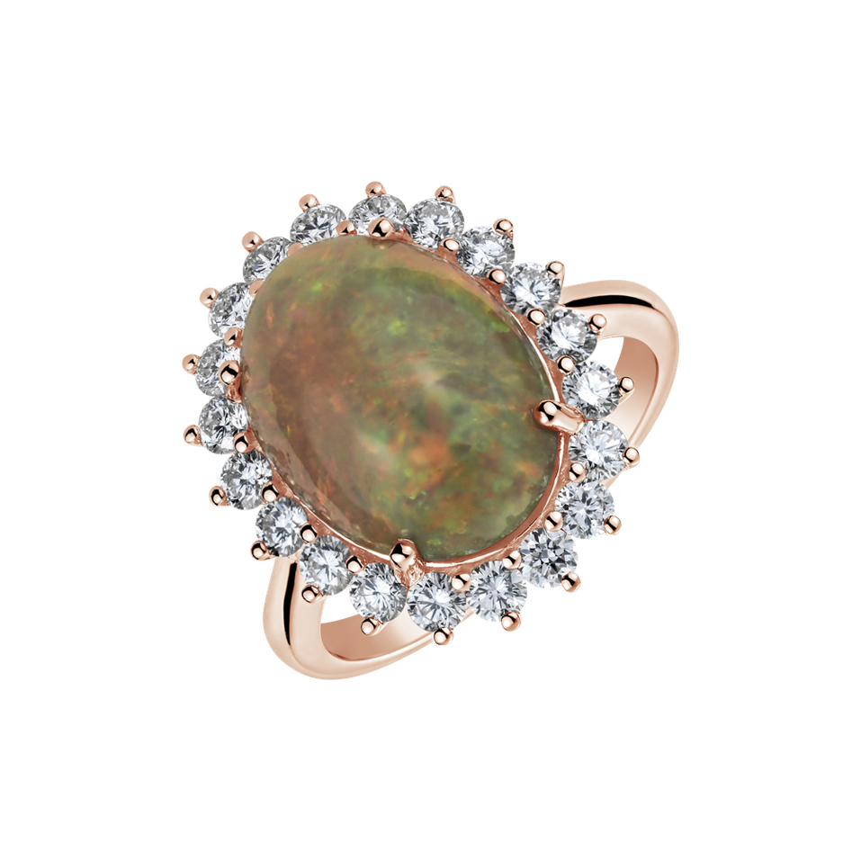 Diamond ring with Opal Diamond Czarina