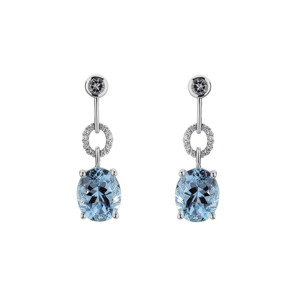 Diamond earrings with Aquamarine Infinite Horizon