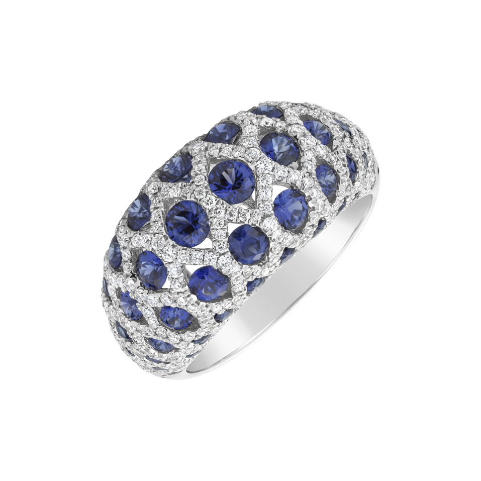 Diamond ring with Sapphire Camille