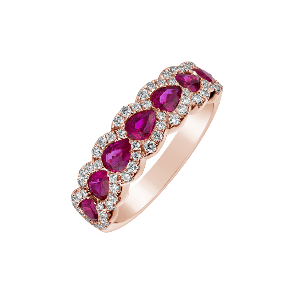 Diamond ring with Ruby Francine