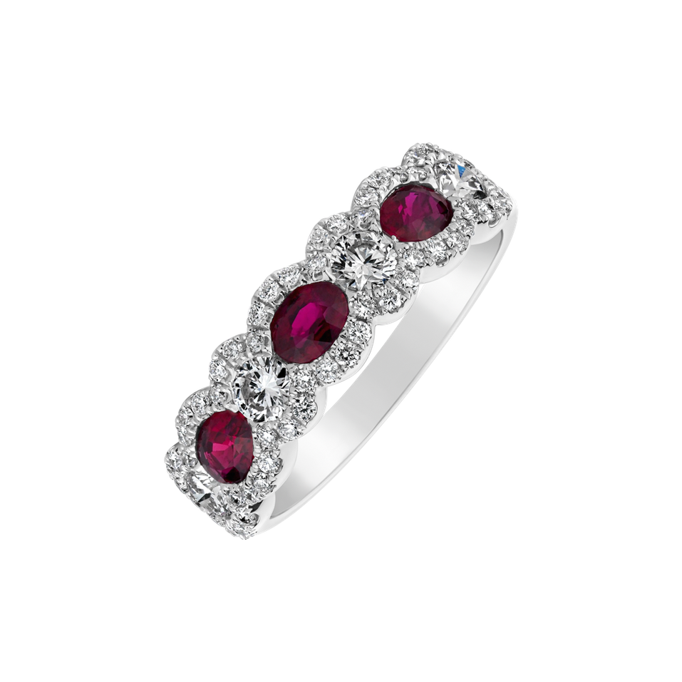 Diamond ring with Ruby Eglantine