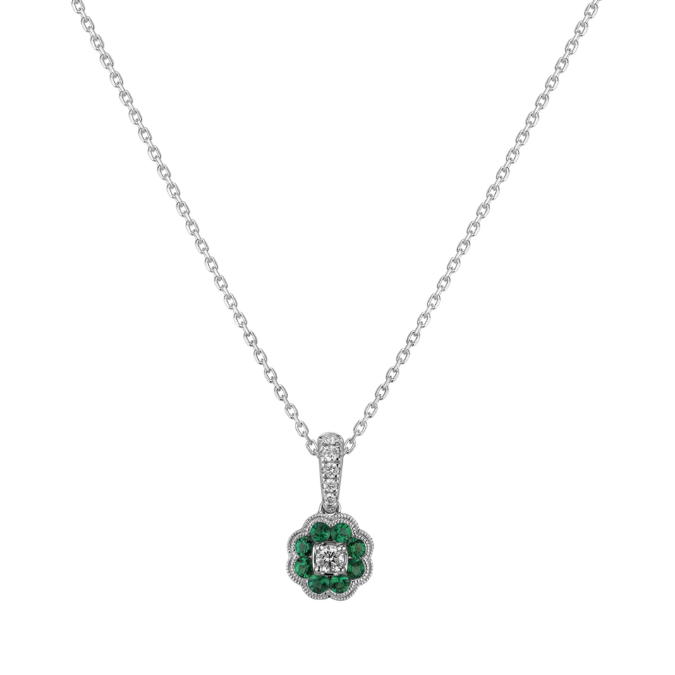 Diamond pendant with Emerald Blooming Spring