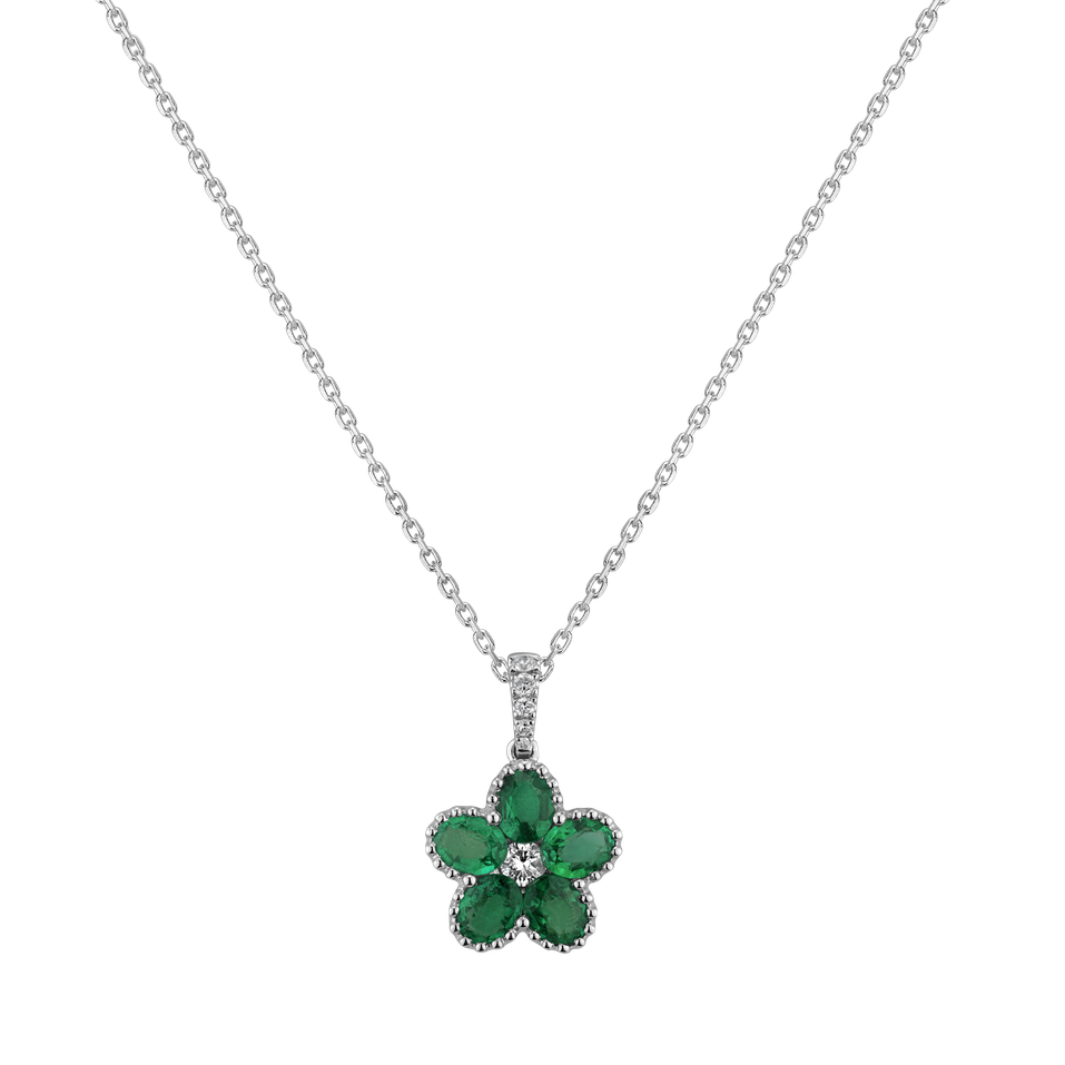 Diamond pendant with Emerald Green Luck