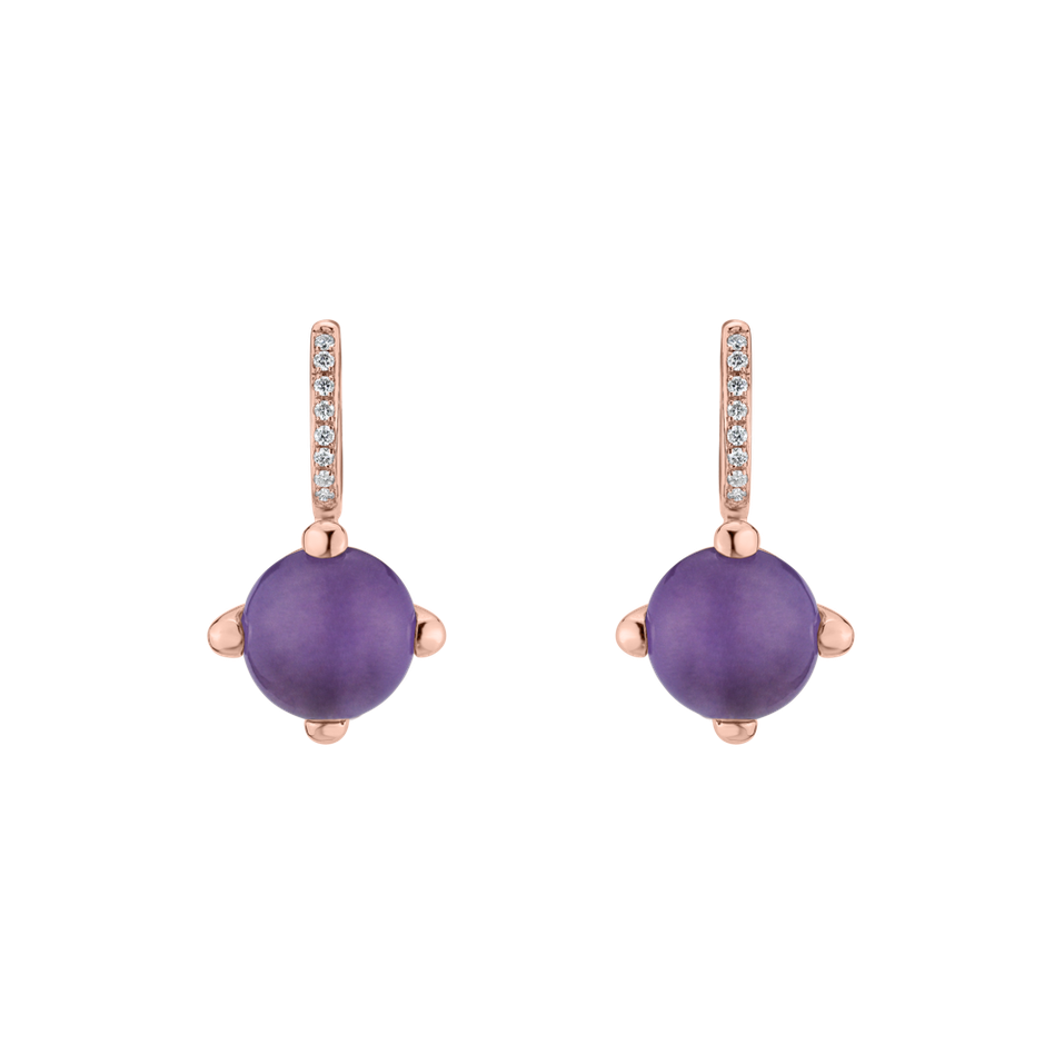 Diamond earrings with Amethyst Rainbow Space