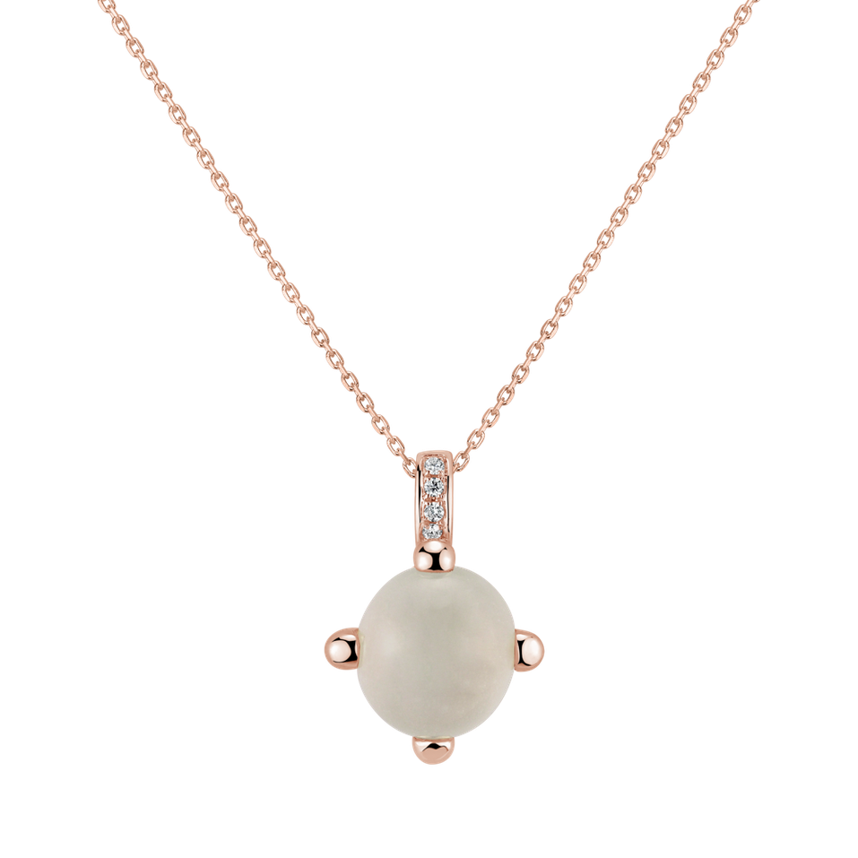 Diamond pendant with Moonstone Round Galaxy