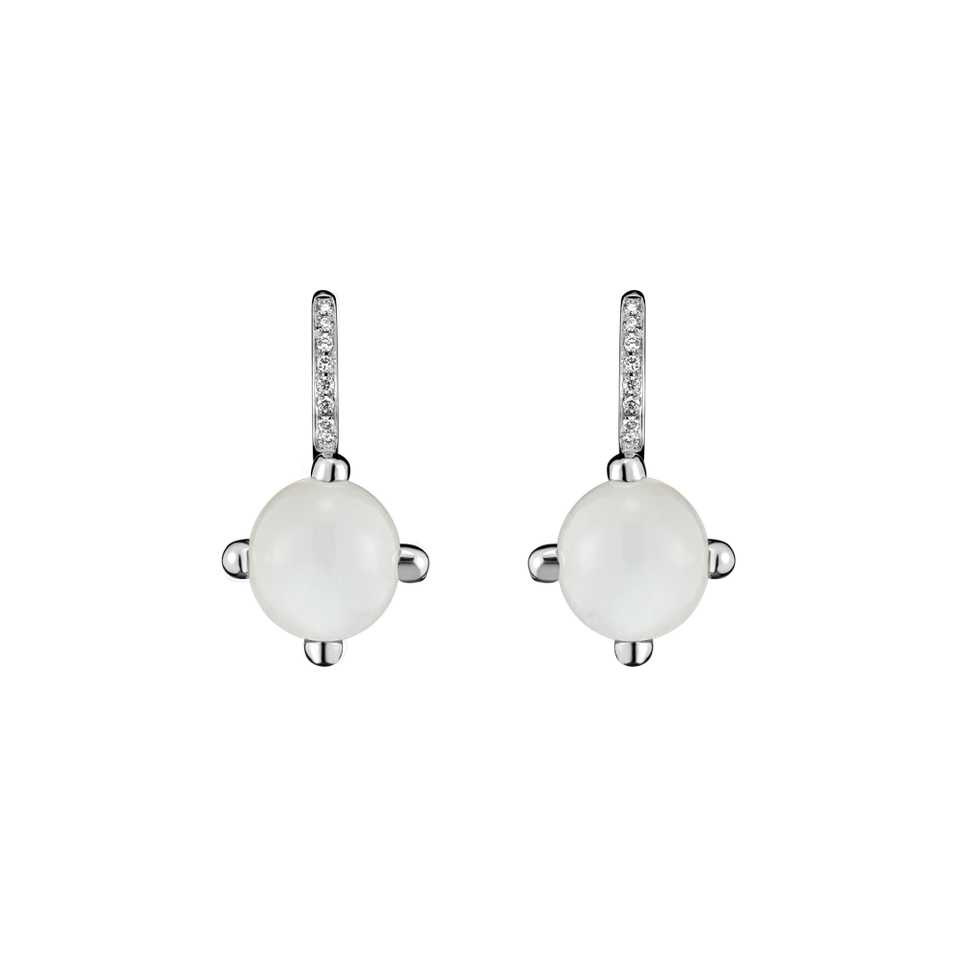 Diamond earrings with Moonstone Rainbow Space