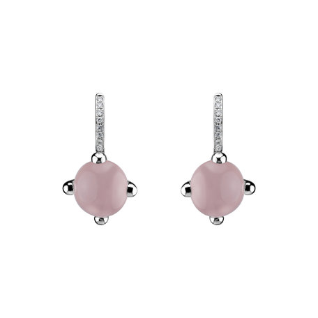 Diamond earrings with Rose Quartz Rainbow Space