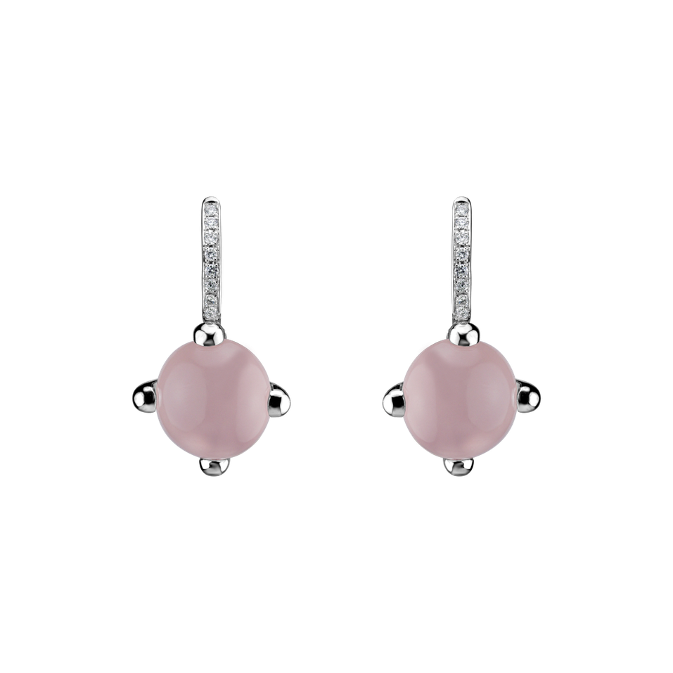 Diamond earrings with Rose Quartz Rainbow Space