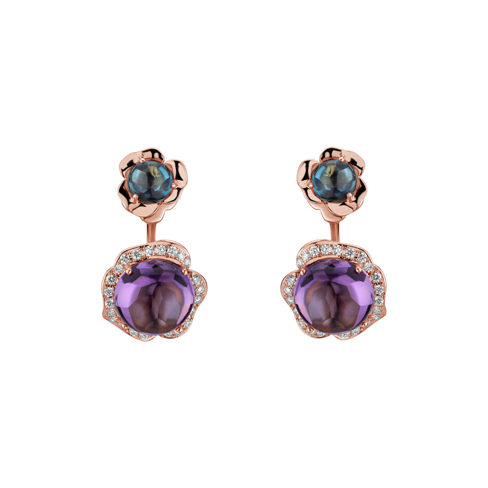 Diamond earrings, Topaz and Amethyst East of Eden