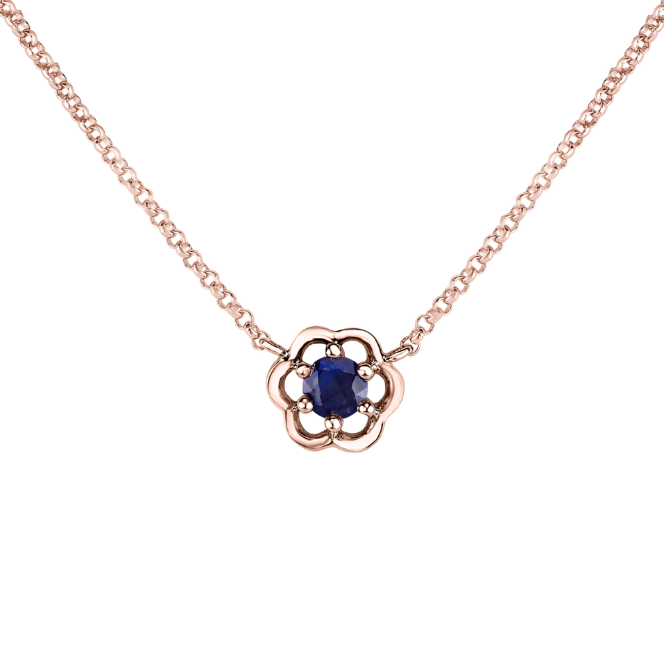 Necklace with Sapphire Flower Gem