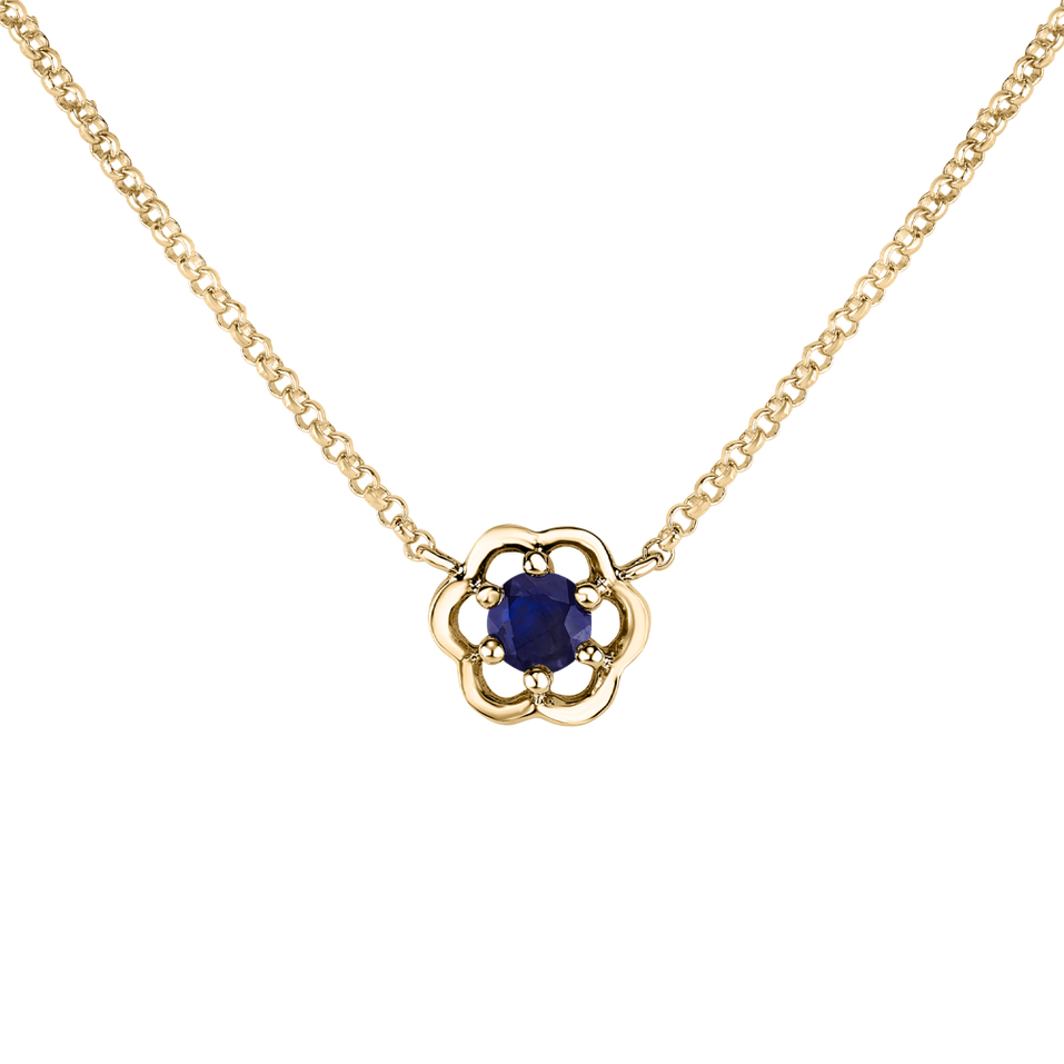 Necklace with Sapphire Flower Gem