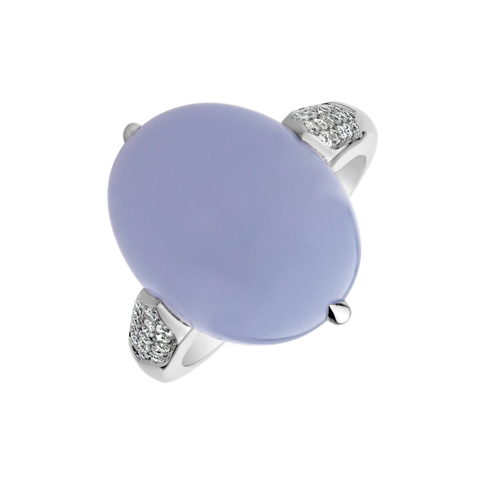 Diamond ring with Chalcedony Drop Blossom