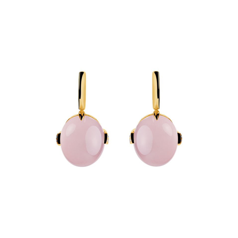 Diamond earrings with Rose Quartz Shining Grace