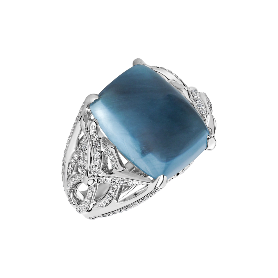 Diamond ring with Aquamarine Ocean Sin