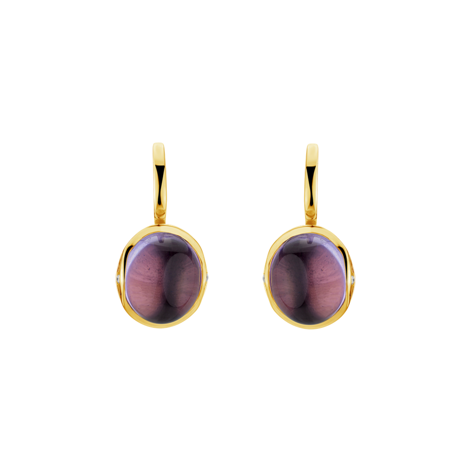 Diamond earrings with Amethyst Fairytale Drop