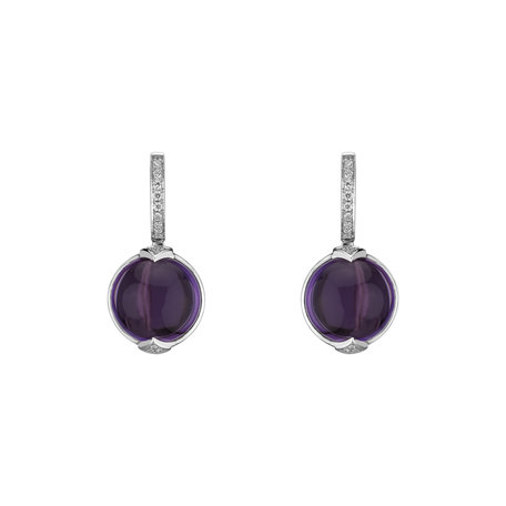 Diamond earrings with Amethyst Fairy Blossom