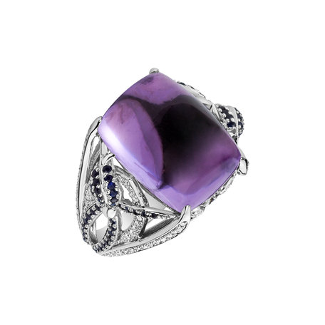 Diamond ring with Amethyst and Sapphire Fascinating Ladyship