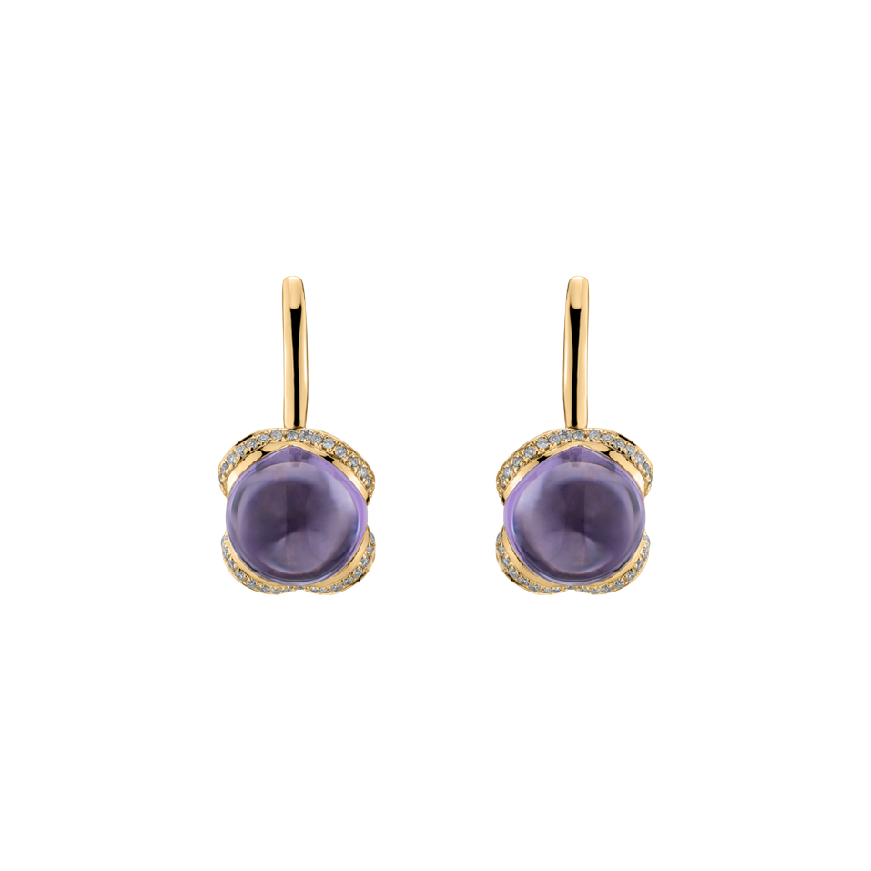 Diamond earrings with Amethyst Rainbow Wish