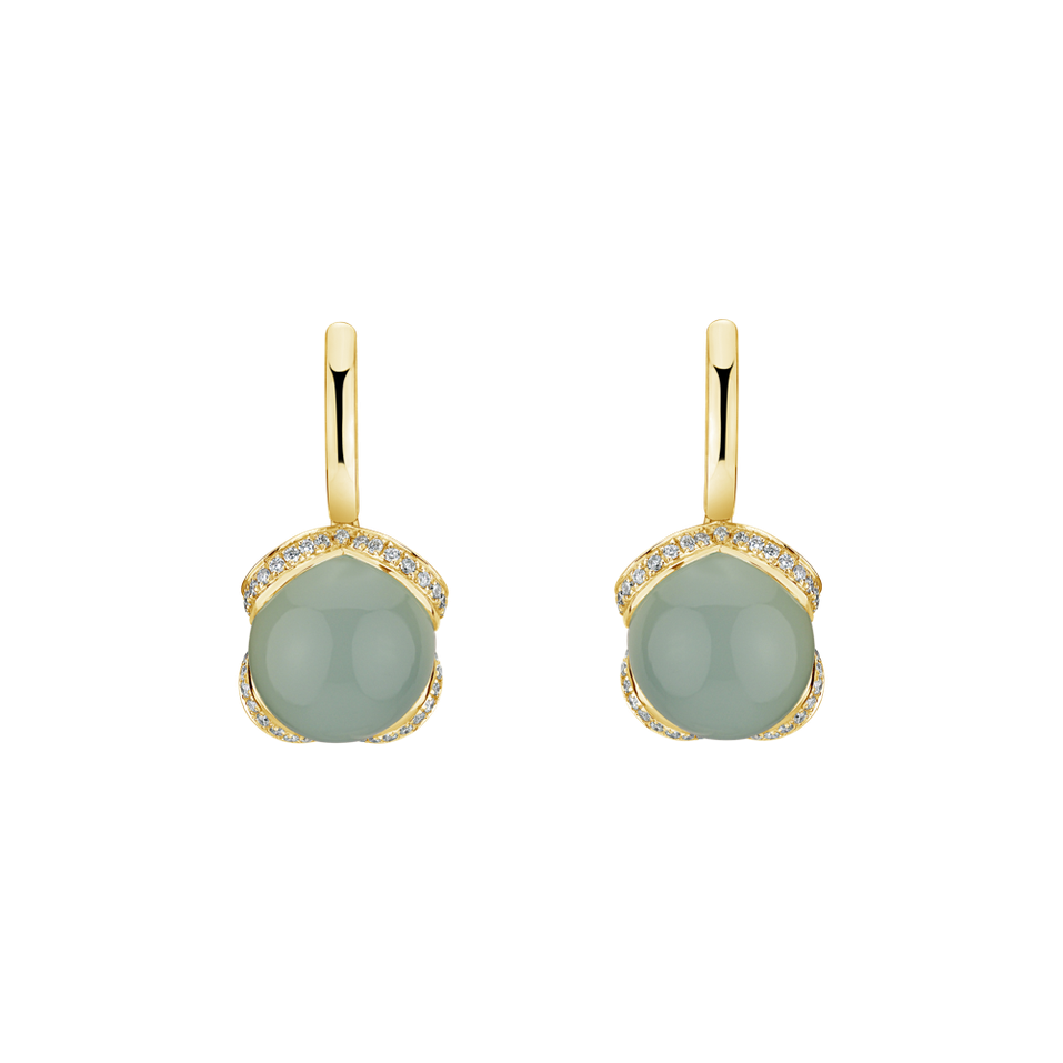 Diamond earrings with Chalcedony Rainbow Wish