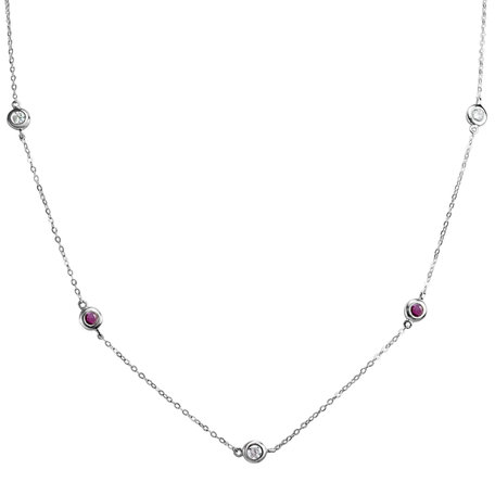 Diamond necklace with Ruby Dots