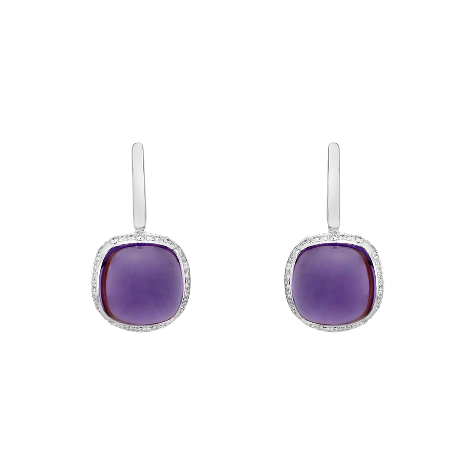 Diamond earrings with Amethyst Mystic Drop