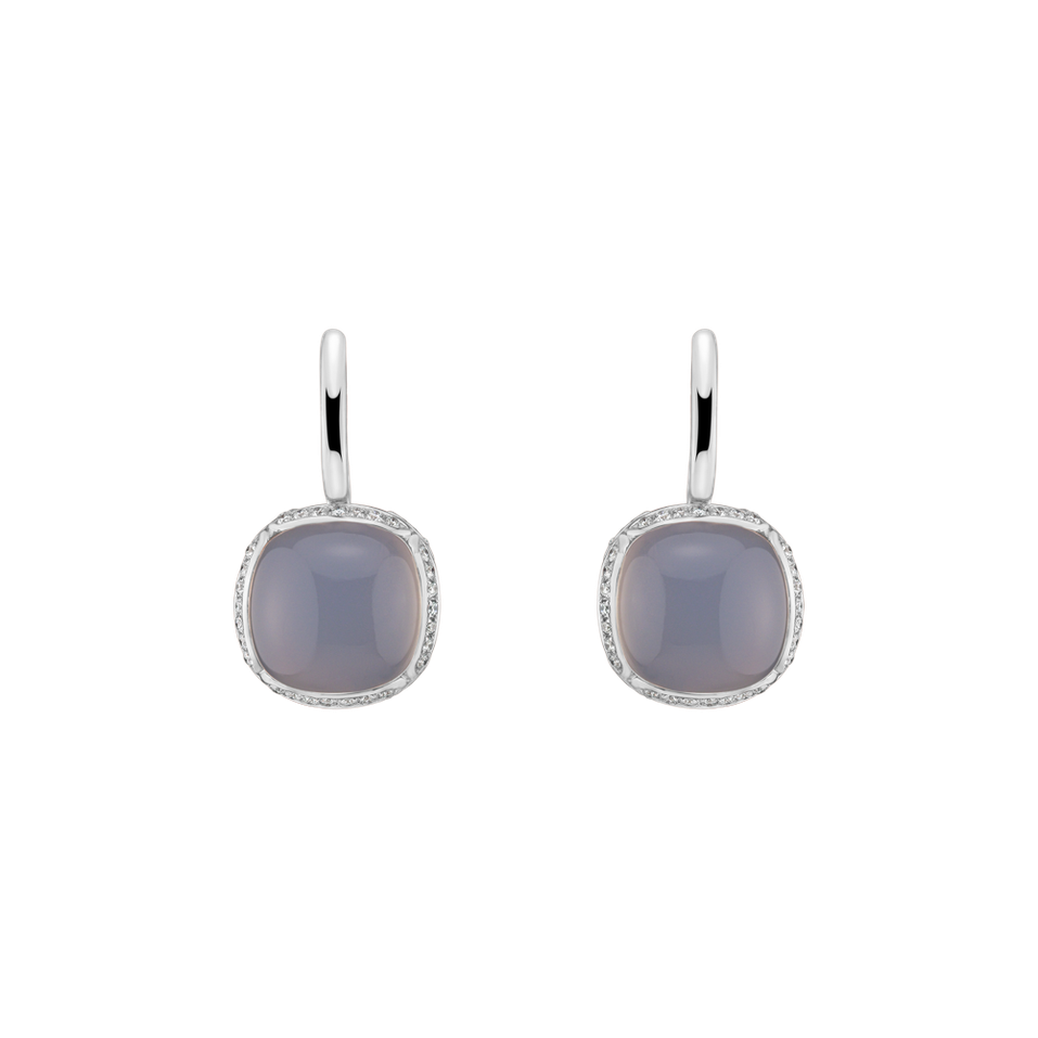 Diamond earrings with Chalcedony Mystic Drop