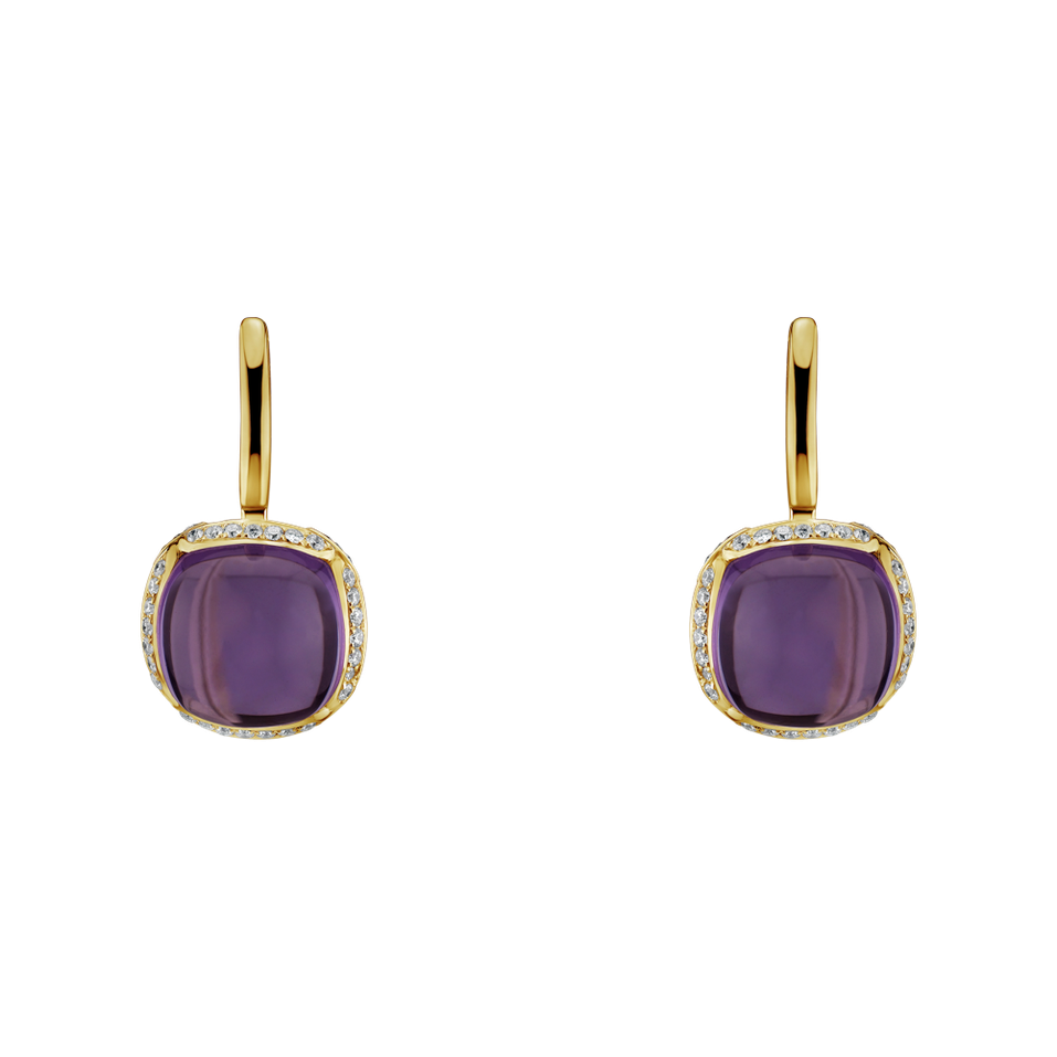 Diamond earrings with Amethyst Mystic Drop