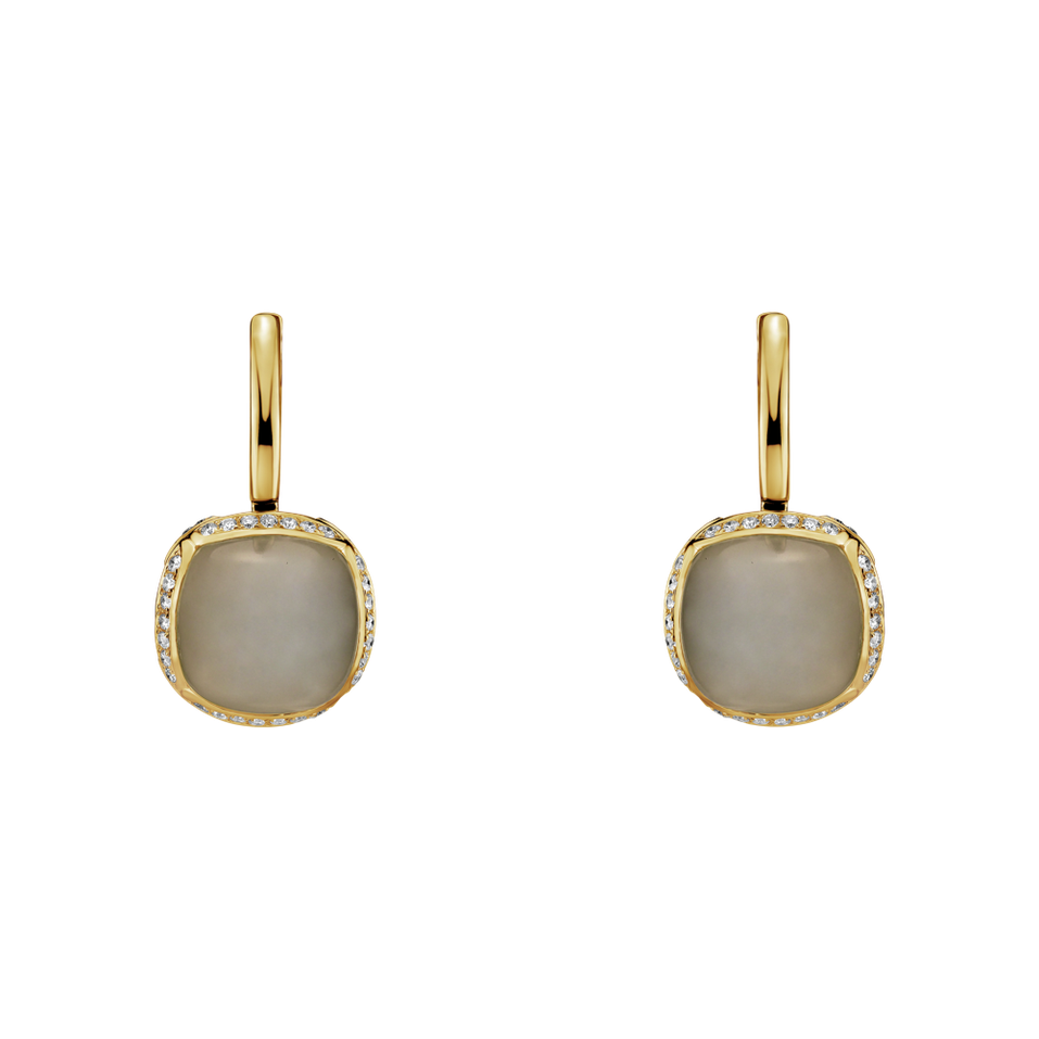 Diamond earrings with Moonstone Mystic Drop