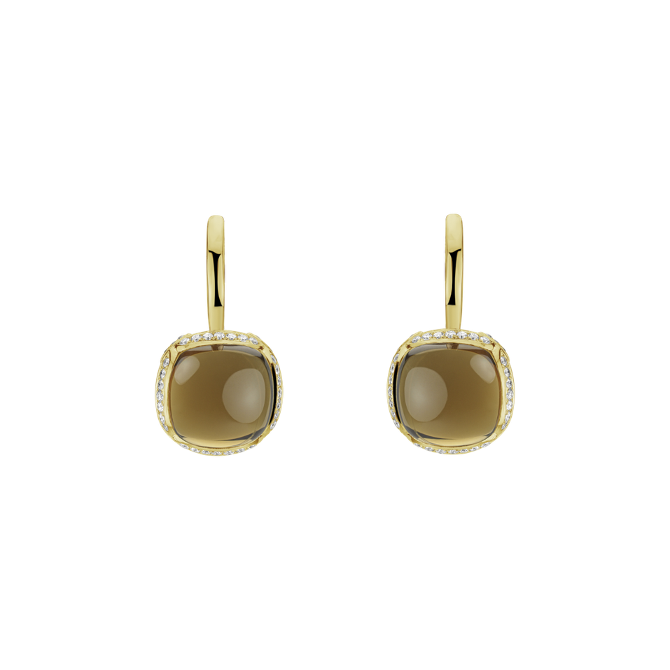 Diamond earrings with Quartz Mystic Drop