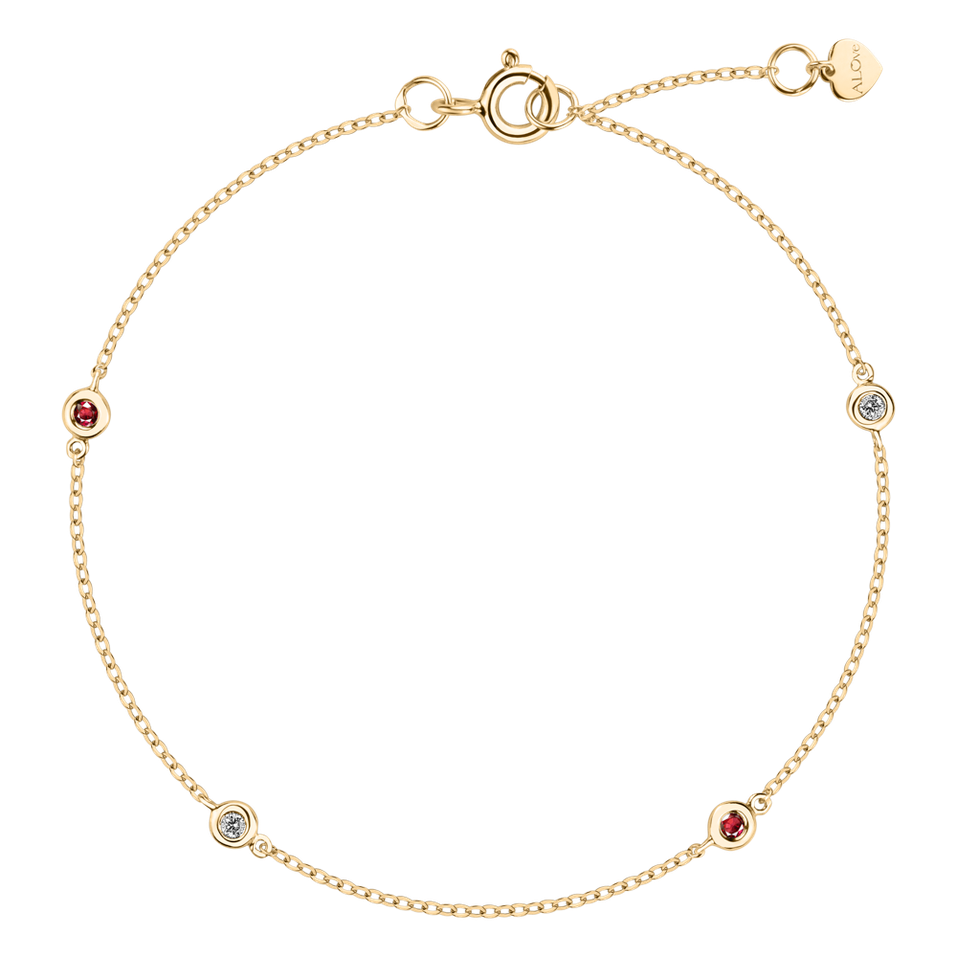 Diamond bracelet with Ruby Dots