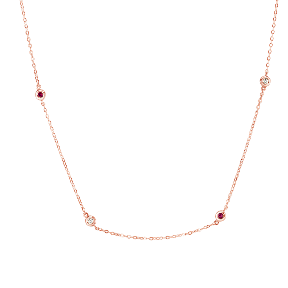 Diamond necklace with Ruby Dots