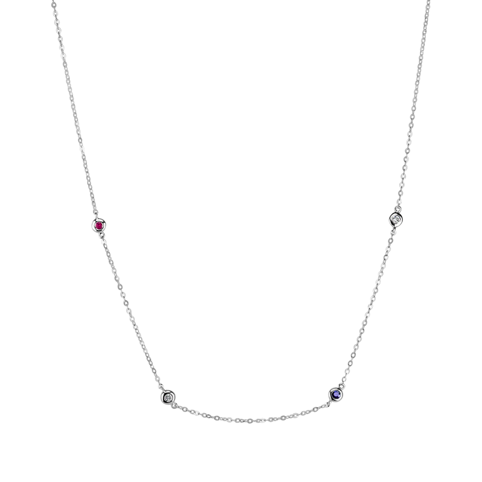 Diamond necklace with Ruby and Sapphire Dots