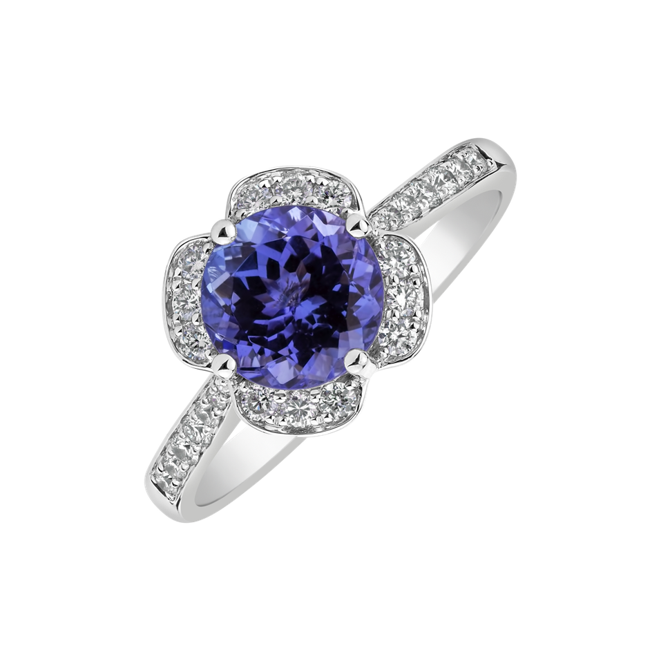 Diamond ring with Tanzanite Flower Parade