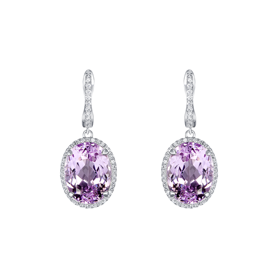 Diamond earrings with Kunzite Graceful Delight