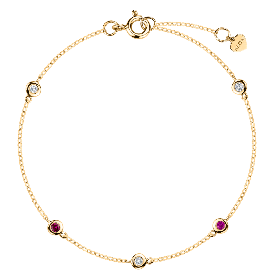 Diamond bracelet with Ruby Dots