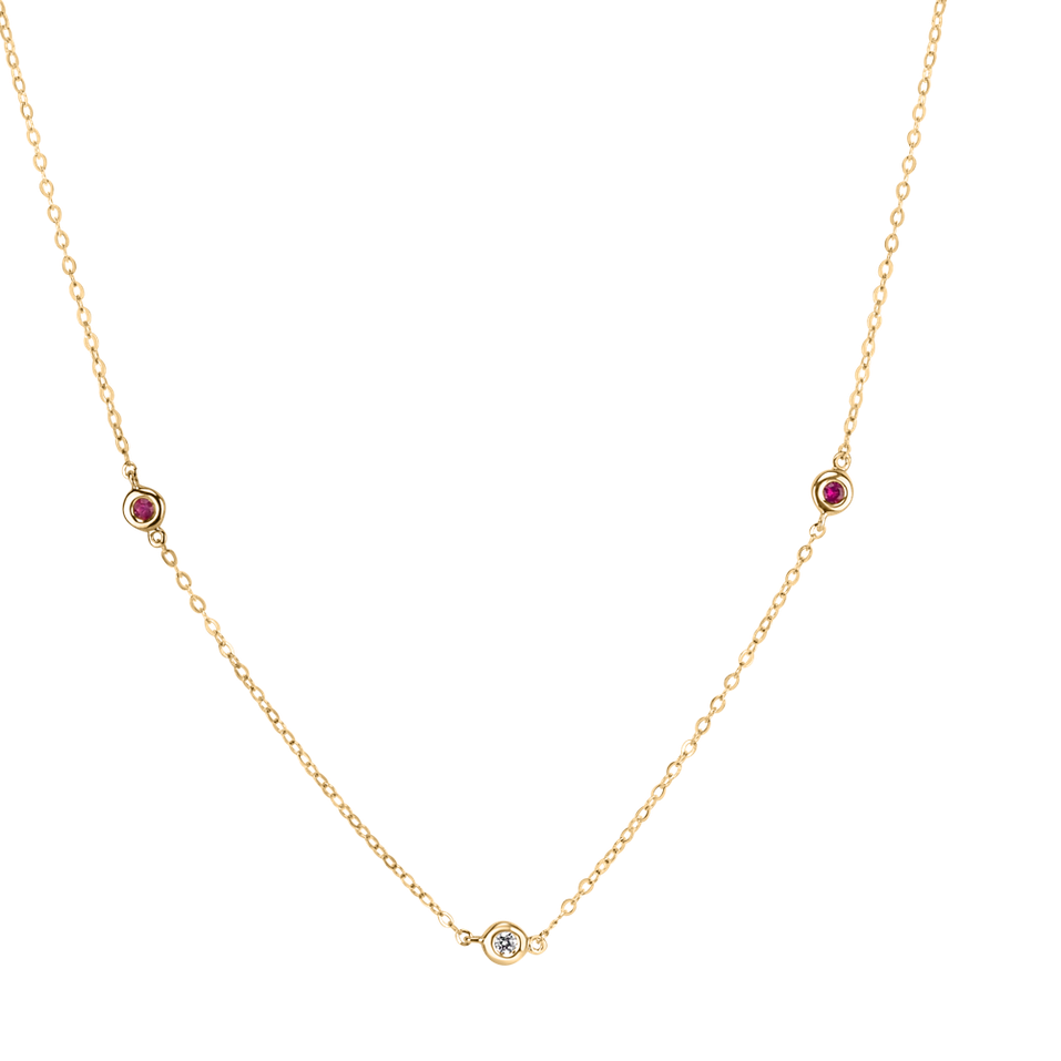 Diamond necklace with Ruby Dots