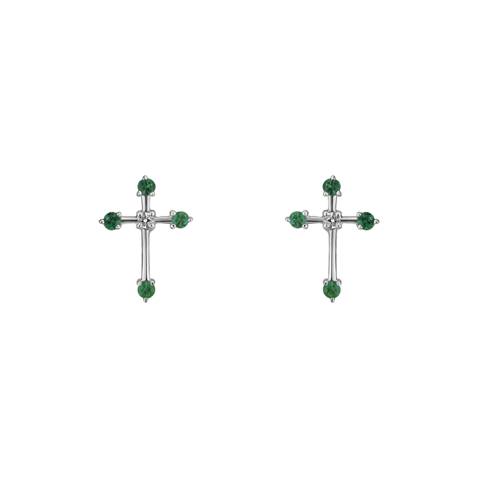 Diamond earrings and Emerald Passion Cross