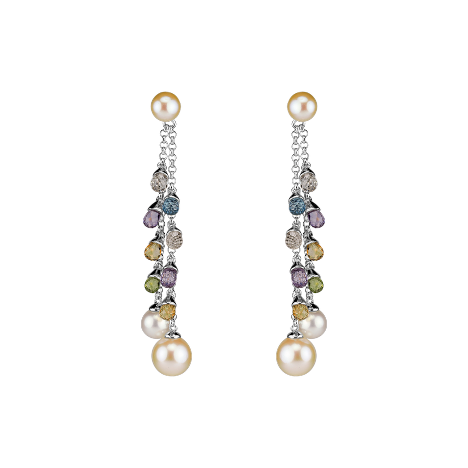 Earrings with Pearl and gemstones Pearly Rain