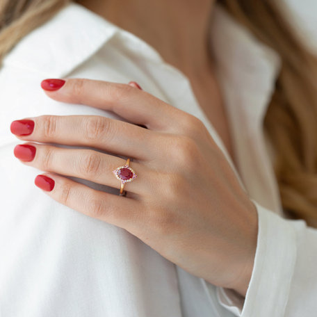 Diamond ring with Ruby and Sapphire Ruby Rose