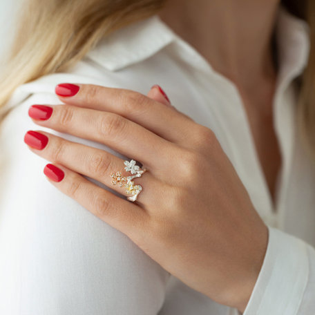 Ring with brown diamonds Flower Feeling